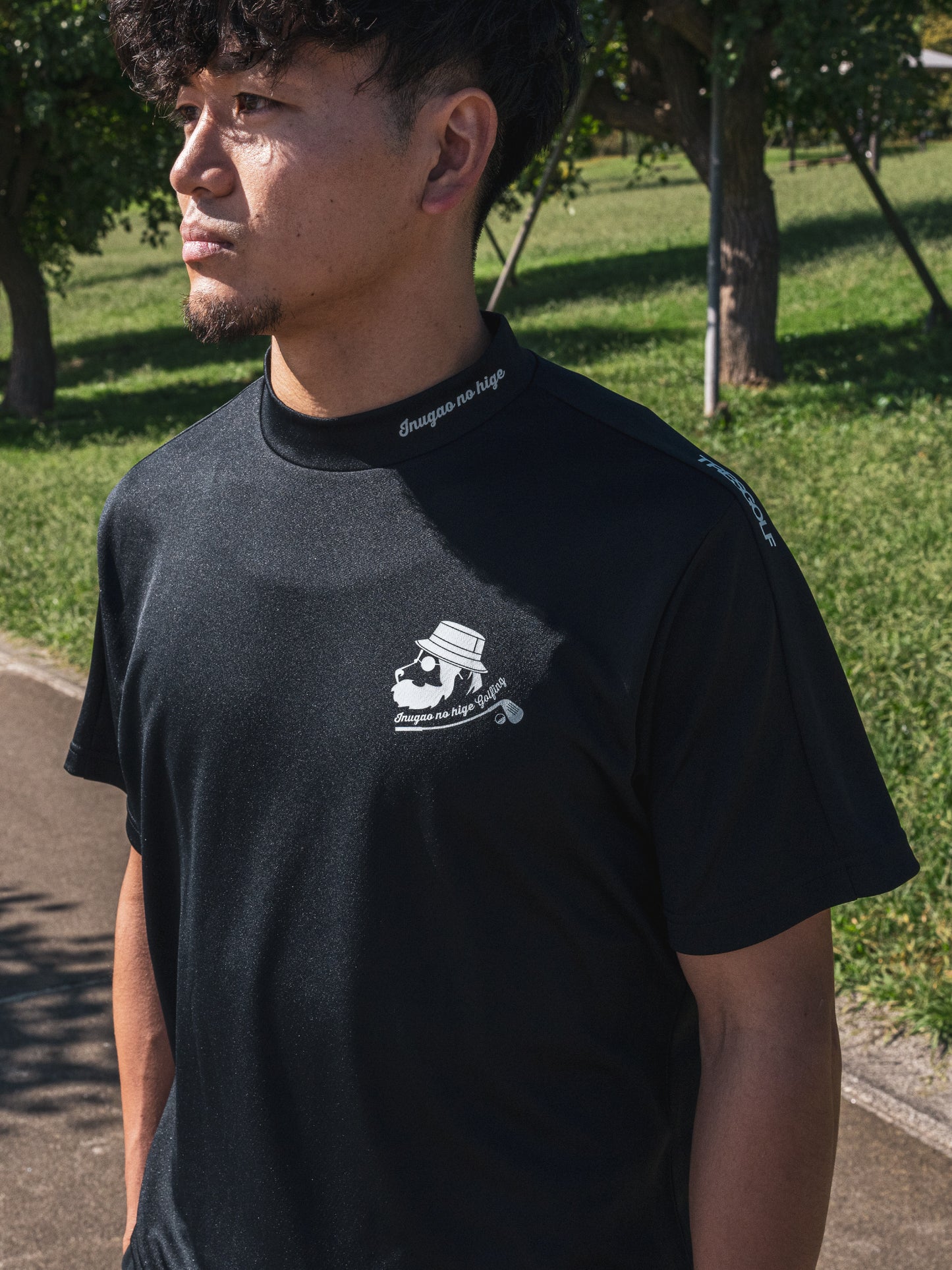 【23AW】TRES×犬顔の髭 MOCK NECK T-shirts(Black)