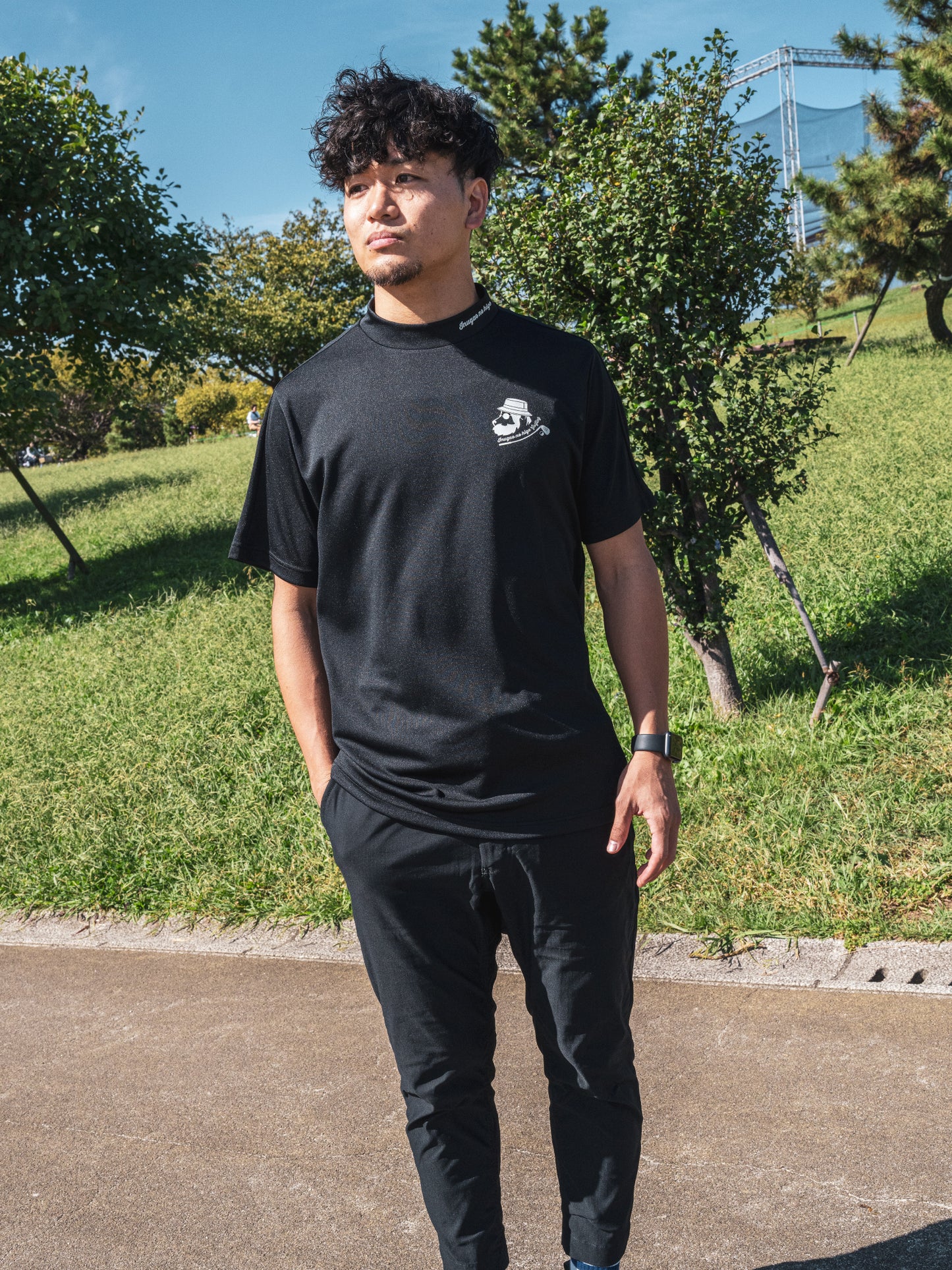 【23AW】TRES×犬顔の髭 MOCK NECK T-shirts(Black)