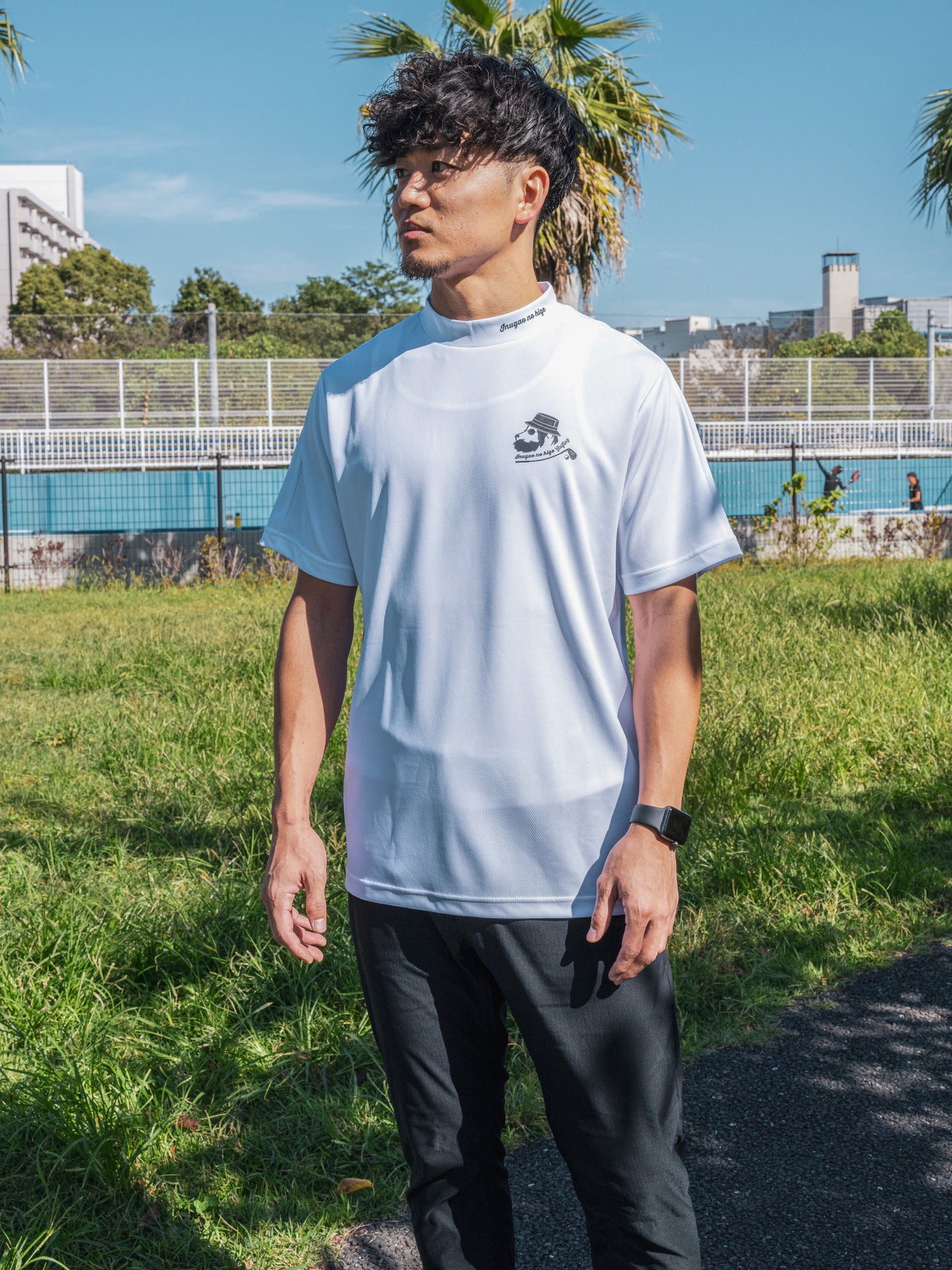 【23AW】TRES×犬顔の髭 MOCK NECK T-shirts(White)