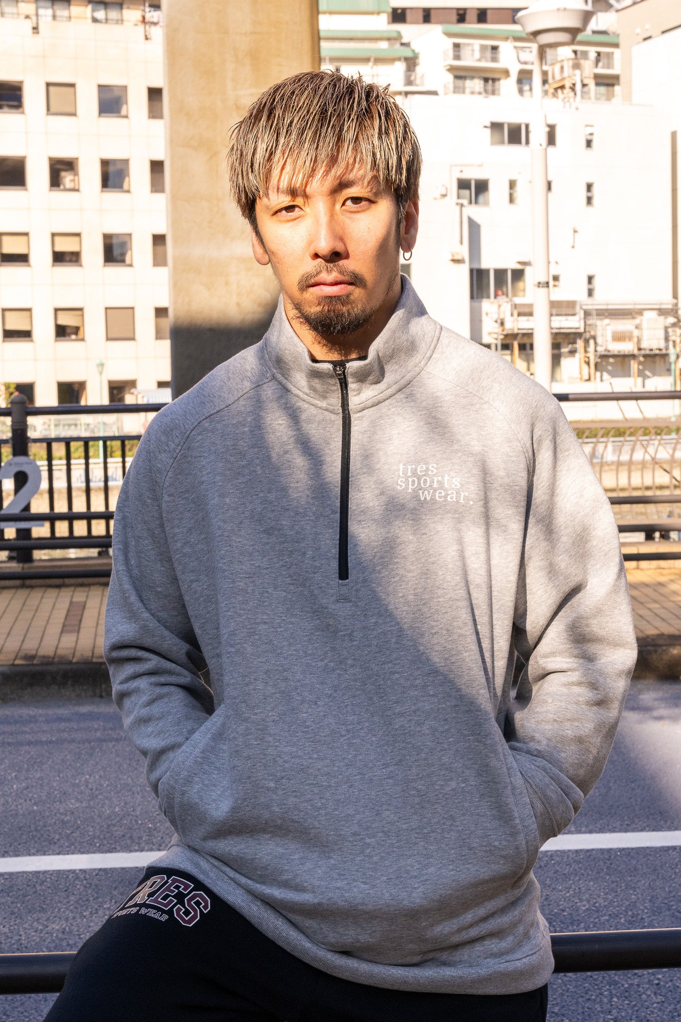1/4 Zip Sweat Shirts(Gray)