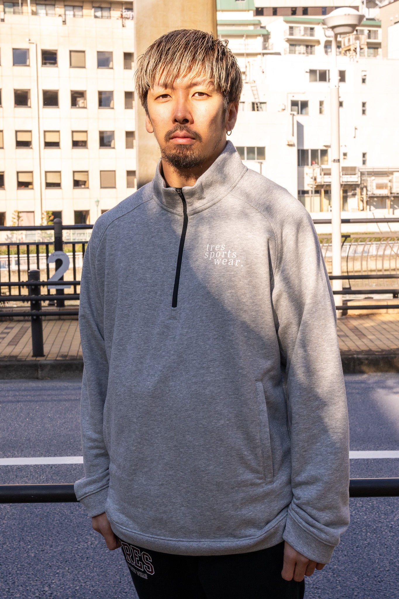 1/4 Zip Sweat Shirts(Gray)
