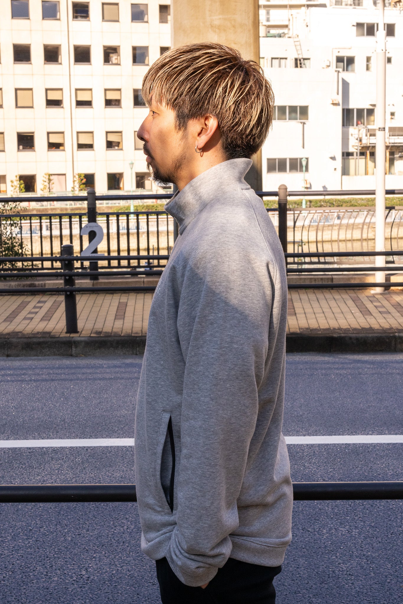 1/4 Zip Sweat Shirts(Gray)