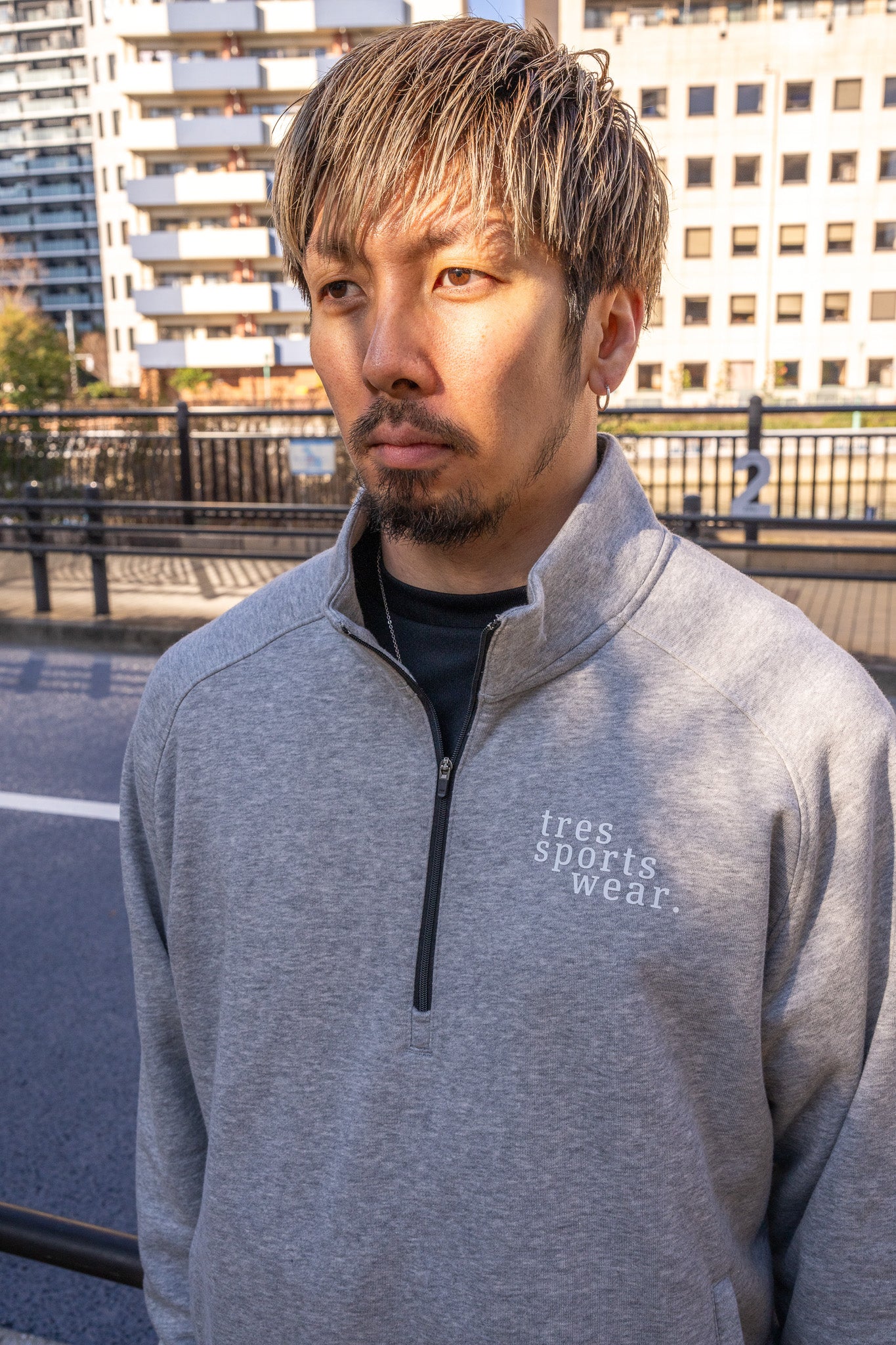 1/4 Zip Sweat Shirts(Gray)