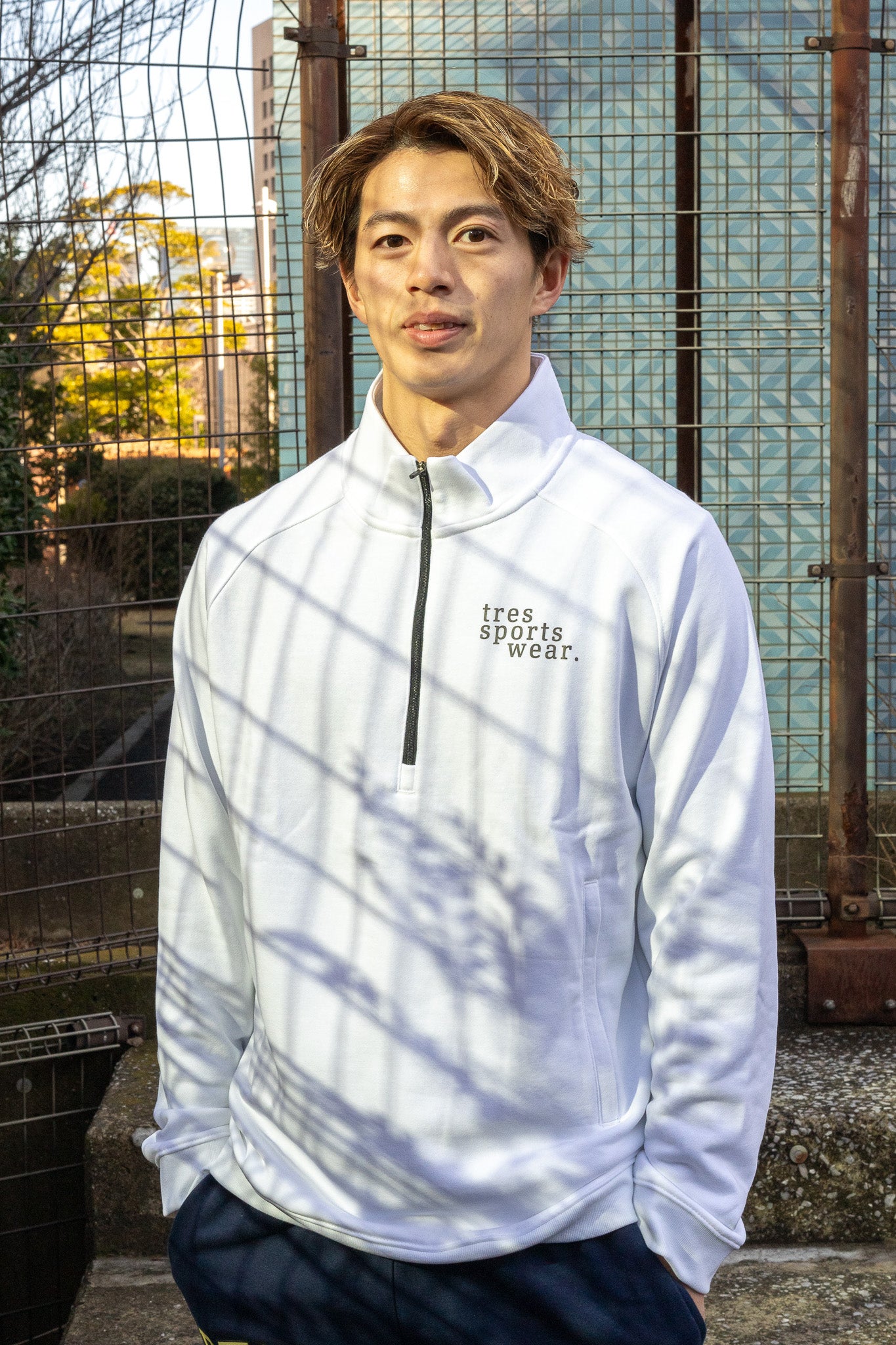 1/4 Zip Sweat Shirts(White)