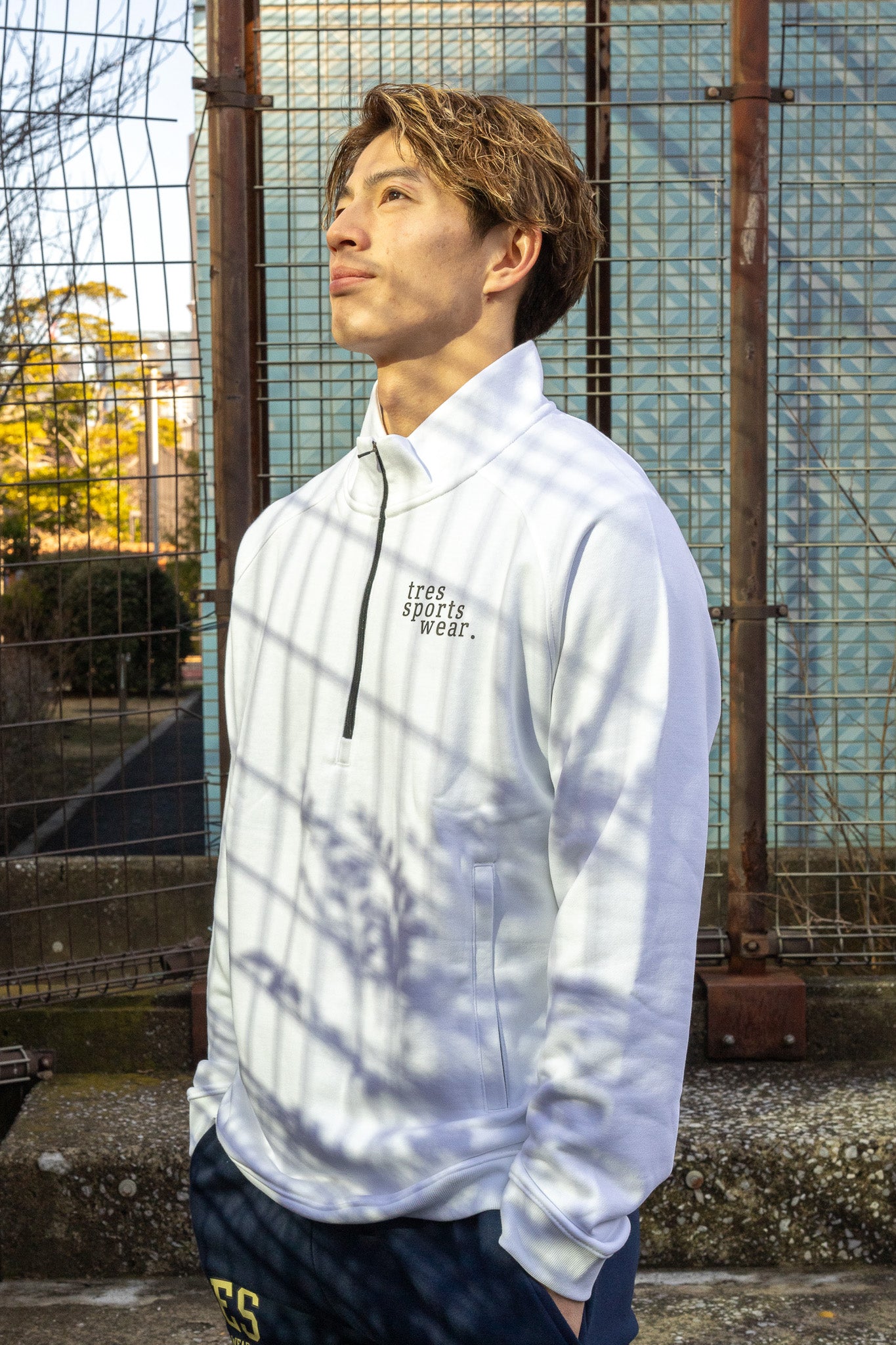 1/4 Zip Sweat Shirts(White)