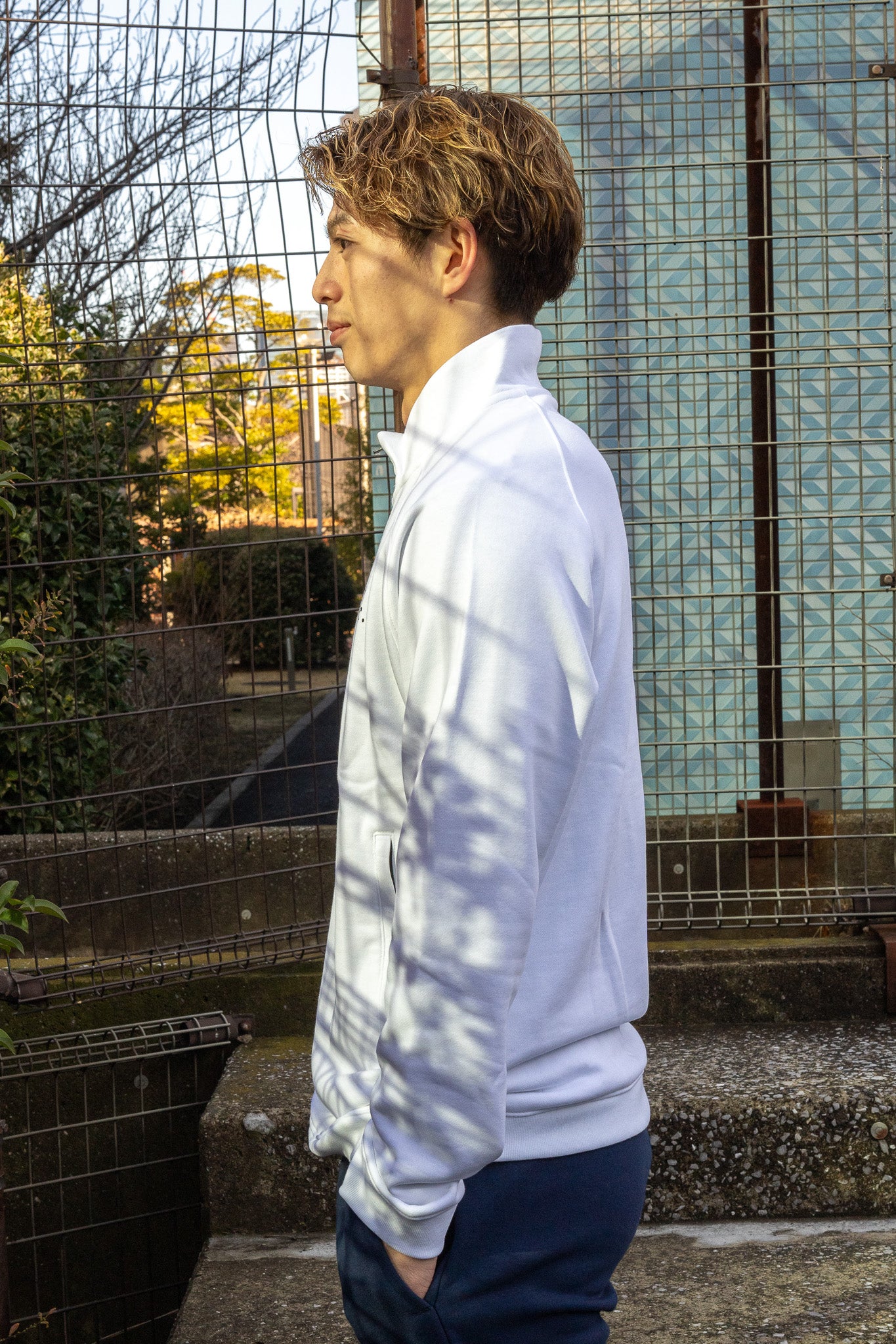 1/4 Zip Sweat Shirts(White)
