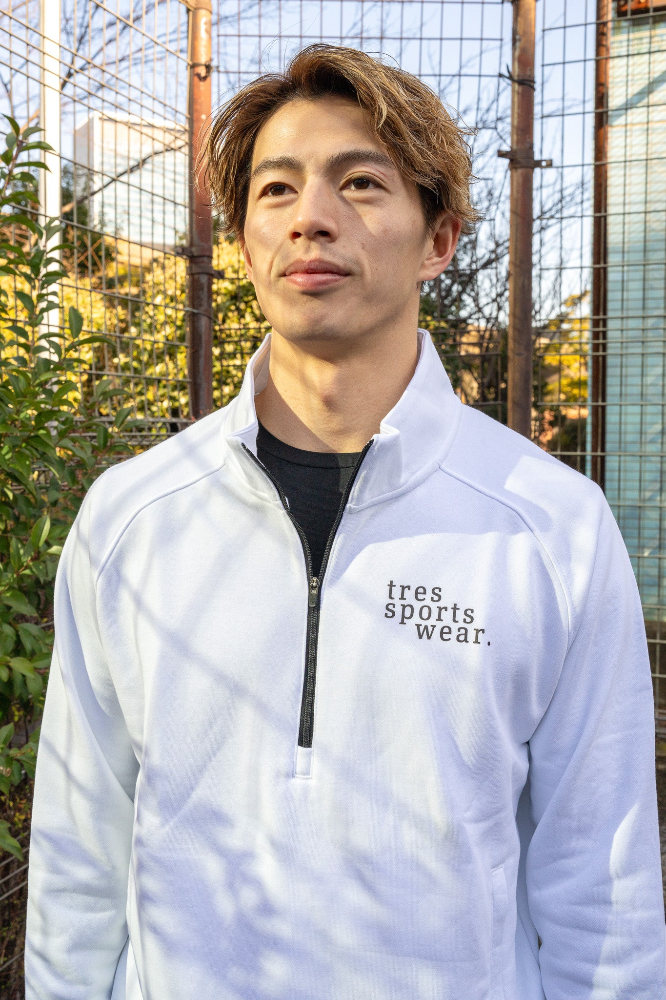 1/4 Zip Sweat Shirts(White)