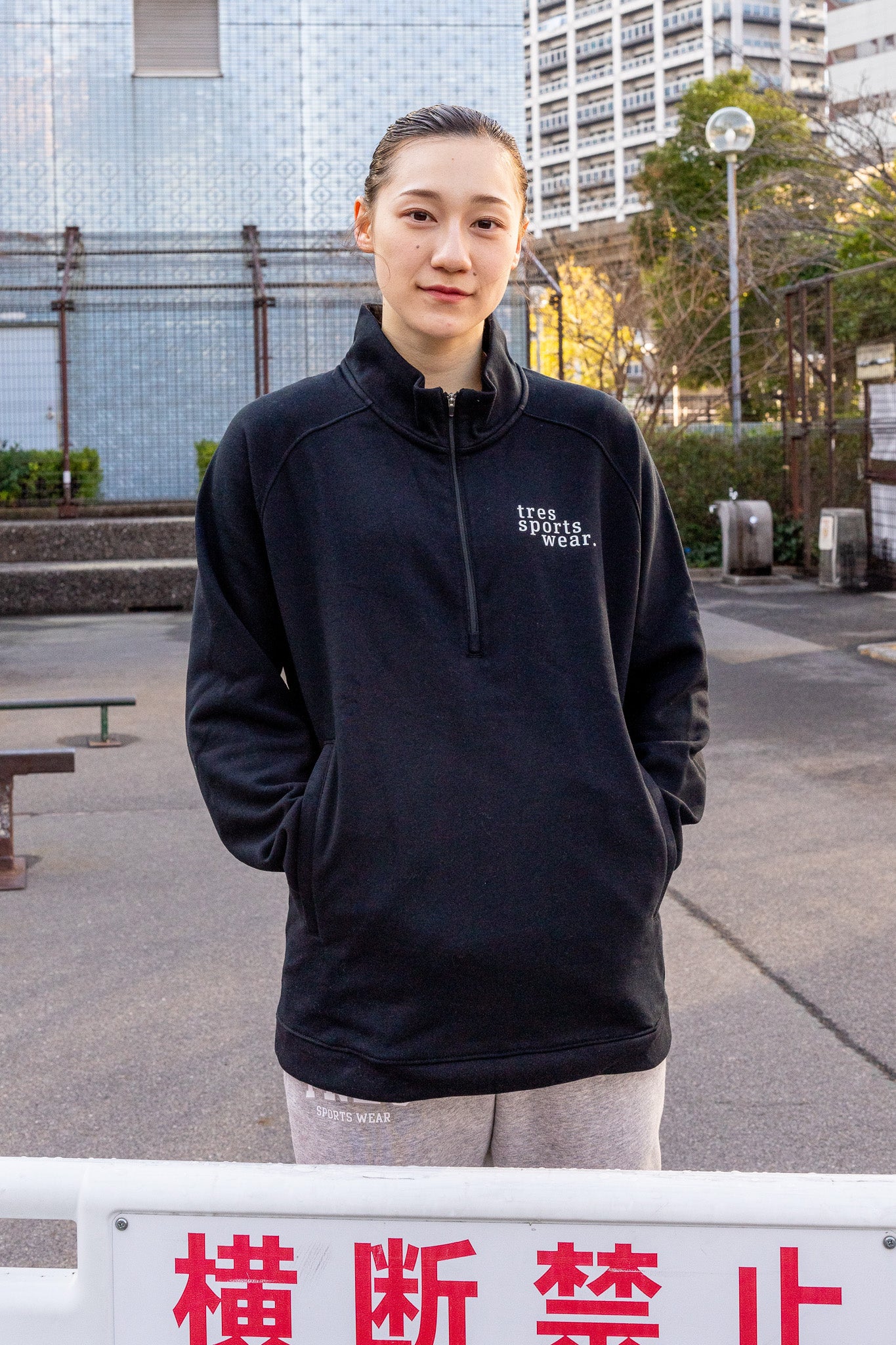 1/4 Zip Sweat Shirts(Black)