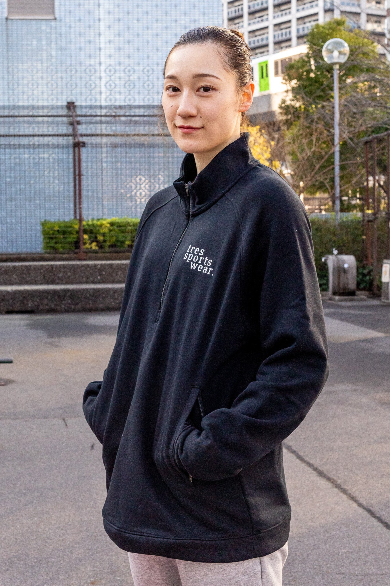 1/4 Zip Sweat Shirts(Black)