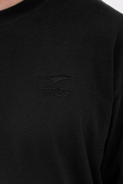 エッセンシャル エンブロ ロングTシャツ (ダークブラック)