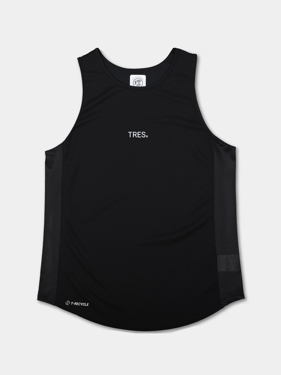 【T-recycle】Side mesh Tank-top(Black)