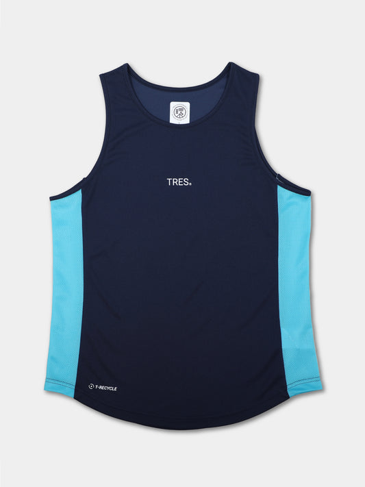 【T-recycle】Side mesh Tank-top(Navy)